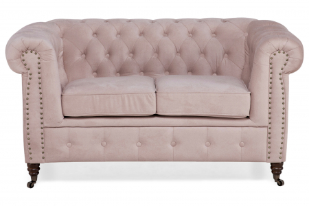 Canapea Chesterfield, 2 locuri, Roz, 150x80x86 cm [1]