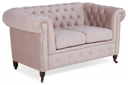 SALE % - Canapea Chesterfield, 2 locuri, Roz, 150x80x86 cm