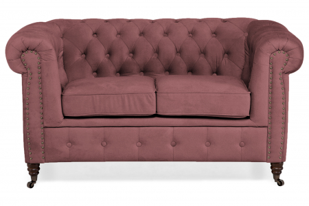 Canapea Chesterfield, 2 locuri, Roz inchis, 150x80x86 cm [1]