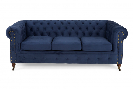 Canapea Chesterfield, 3 locuri, Albastru, 203x80x86 cm [1]