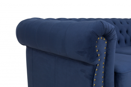 Canapea Chesterfield, 3 locuri, Albastru, 203x80x86 cm [5]