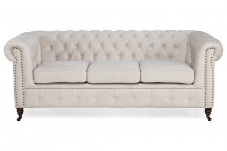 Canapea Chesterfield, 3 locuri, Bej, 203x80x86 cm [1]
