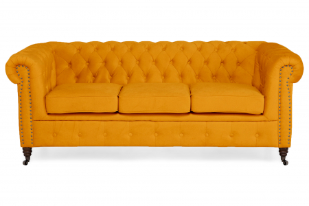 Canapea Chesterfield, 3 locuri, Galben, 203x80x86 cm [1]