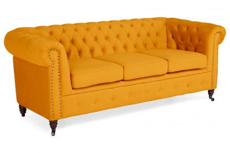 SALE % - Canapea Chesterfield, 3 locuri, Galben, 203x80x86 cm