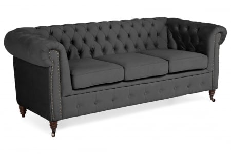 Canapele - Canapea Chesterfield, 3 locuri, Gri, 203x80x86 cm