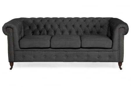 Canapea Chesterfield, 3 locuri, Gri, 203x80x86 cm [1]