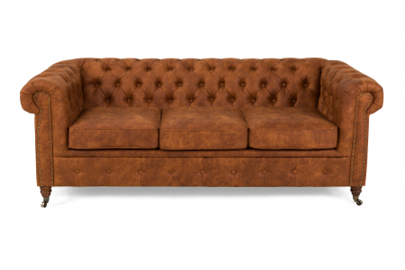 Canapea Chesterfield, 3 locuri, Maro coniac, 203x80x86 cm [1]