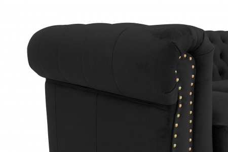 Canapea Chesterfield, 3 locuri, Negru, 203x80x86 cm [5]