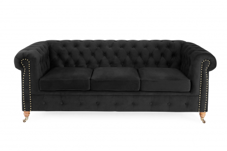 Canapea Chesterfield, 3 locuri, Negru, 203x80x86 cm [1]