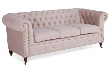Canapele - Canapea Chesterfield, 3 locuri, Roz, 203x80x86 cm