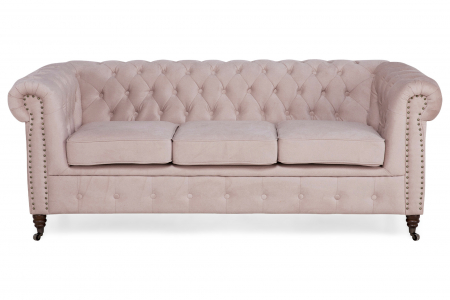 Canapea Chesterfield, 3 locuri, Roz, 203x80x86 cm [1]