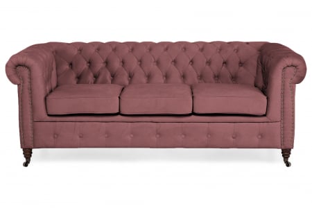 Canapea Chesterfield, 3 locuri, Roz, 203x80x86 cm [1]