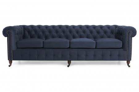 Canapea Chesterfield, 4  locuri, Albastru, 238x80x86 cm [5]