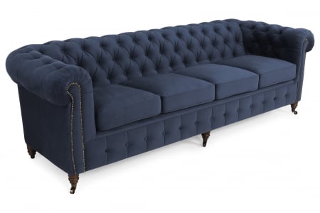 Canapea Chesterfield, 4  locuri, Albastru, 238x80x86 cm [2]