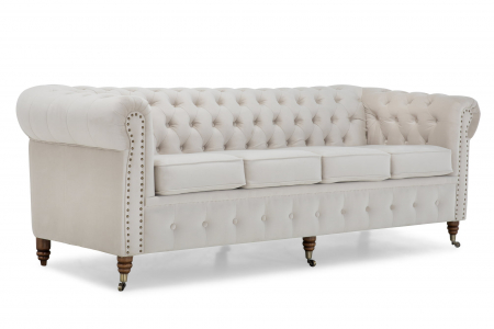 Canapea Chesterfield, 4  locuri, Bej, 238x80x86 cm [2]
