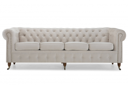 Canapea Chesterfield, 4  locuri, Bej, 238x80x86 cm [3]
