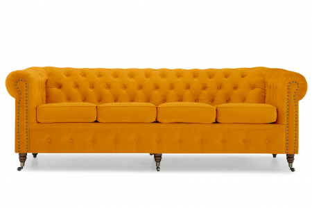 Canapea Chesterfield, 4  locuri, Galben, 238x80x86 cm [1]
