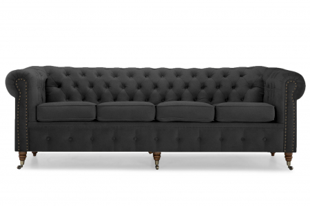 Canapea Chesterfield, 4  locuri, Gri, 238x80x86 cm [1]
