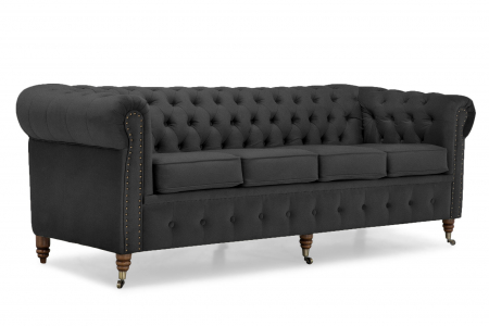 Canapea Chesterfield, 4  locuri, Gri, 238x80x86 cm