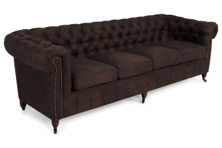Canapea Chesterfield, 4 locuri, Maro Vintage, 238x80x86 cm [2]