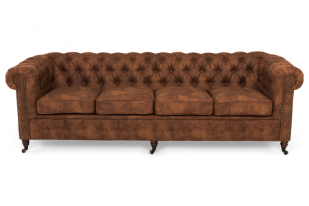 Canapea Chesterfield, 4  locuri, Maro coniac, 238x80x86 cm [2]