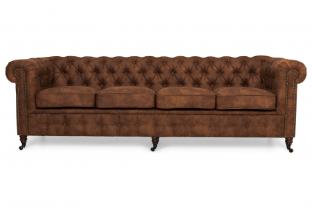 Canapea Chesterfield, 4  locuri, Maro coniac, 238x80x86 cm [4]