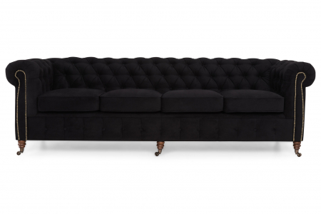 Canapea Chesterfield, 4  locuri, Negru, 238x80x86 cm [3]