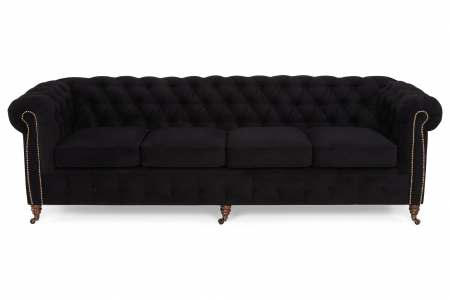Canapea Chesterfield, 4  locuri, Negru, 238x80x86 cm [1]