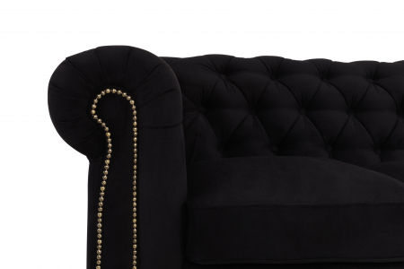 Canapea Chesterfield, 4  locuri, Negru, 238x80x86 cm [4]