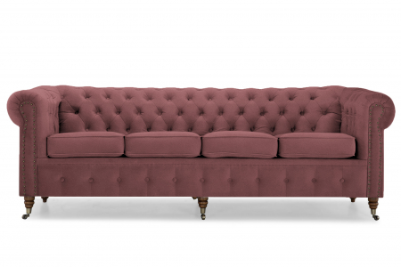 Canapea Chesterfield, 4  locuri, Roz inchis, 238x80x86 cm [1]