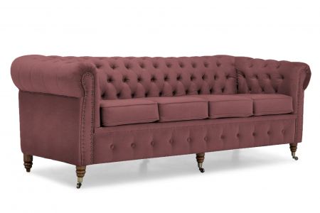 Canapea Chesterfield, 4  locuri, Roz inchis, 238x80x86 cm