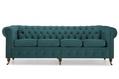 Canapea Chesterfield, 4  locuri, albastru-verzui, 238x80x86 cm [1]