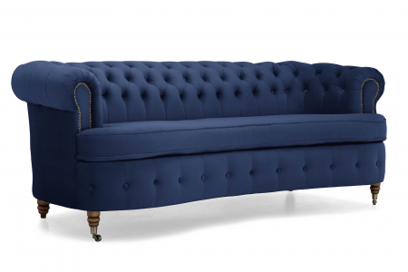 Canapea Chesterfield, Curbata, Albastru, 230x80x86 cm