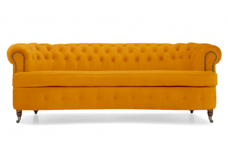 Canapea Chesterfield, Curbata, Galben, 230x80x86 cm [1]