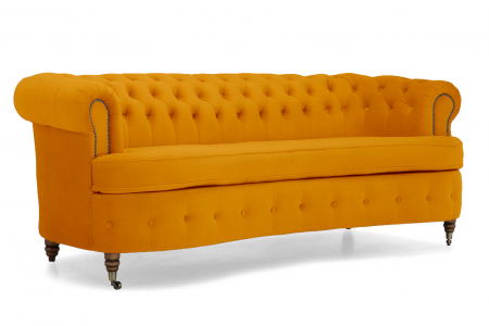 SALE % - Canapea Chesterfield, Curbata, Galben, 230x80x86 cm