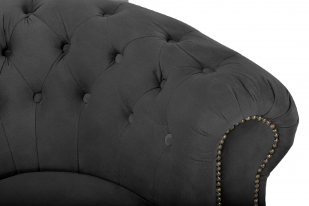 Canapea Chesterfield, Curbata, Gri, 230x80x86 cm [5]
