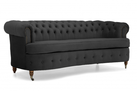 Canapea Chesterfield, Curbata, Gri, 230x80x86 cm