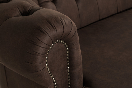 Canapea Chesterfield, Curbata, Maro vintage, 230x80x86 cm [8]