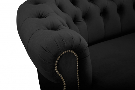 Canapea Chesterfield, Curbata, Negru, 230x80x86 cm [4]