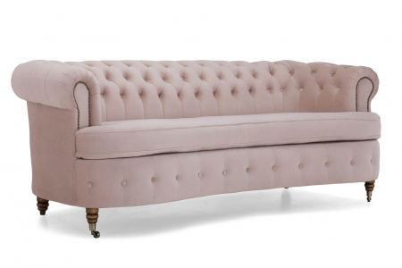 Canapea Chesterfield, Curbata, Roz, 230x80x86 cm