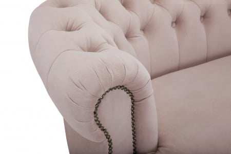 Canapea Chesterfield, Curbata, Roz, 230x80x86 cm [4]