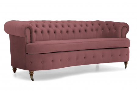 Canapea Chesterfield, Curbata, Roz, 230x80x86 cm