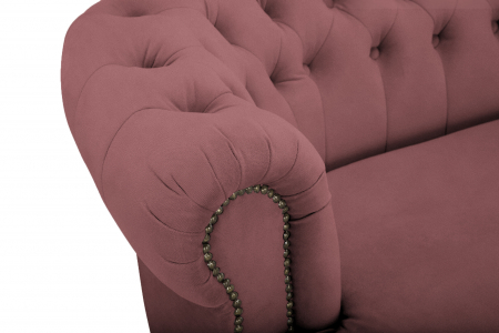 Canapea Chesterfield, Curbata, Roz, 230x80x86 cm [4]