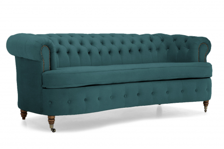 Canapea Chesterfield, Curbata, Turcoaz, 230x80x86 cm