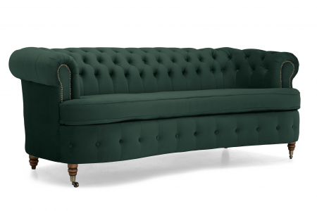 Canapea Chesterfield, Curbata, Verde, 230x80x86 cm