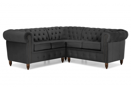 SALE % - Coltar Chesterfield, Gri, 205x80x86 cm