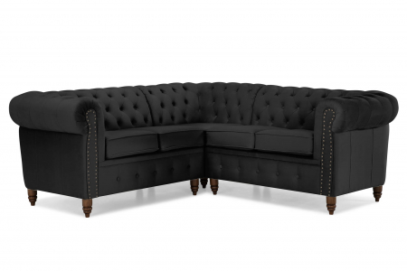Coltar Chesterfield, Negru, 205x80x86 cm [2]