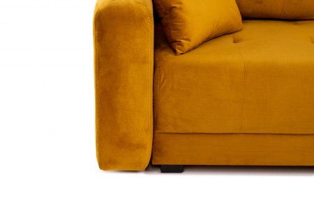 Canapea coltar OSCAR, 2 locuri extensibila, cu sezlong, spatiu depozitare Chesterfield, galben catifea, 245x85 cm [7]