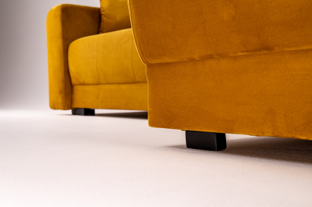 Canapea coltar OSCAR, 2 locuri extensibila, cu sezlong, spatiu depozitare Chesterfield, galben catifea, 245x85 cm [11]