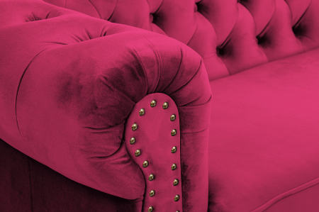 Canapea cu 2 locuri extensibila Chesterfield, fuchsia, 150x86x80 cm [4]